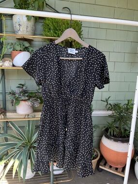 Princess Polly Bobbie mini dress in black polka dot print
